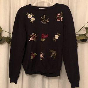 VTG Style Embroidered Floral Sweater